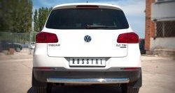 9 249 р. Одинарная защита заднего бампера из трубы диаметром 76 мм (Sport & Style) Russtal Volkswagen Tiguan NF рестайлинг (2011-2017)  с доставкой в г. Калуга. Увеличить фотографию 1