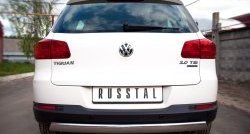 13 299 р. Защита заднего бампера (Ø75x42 мм, нержавейка) Russtal  Volkswagen Tiguan  NF (2011-2017)  с доставкой в г. Калуга. Увеличить фотографию 2