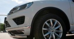 27 999 р. Защита переднего бампера (2 трубыØ75х42 мм, нержавейка) Russtal  Volkswagen Touareg  NF (2014-2018)  с доставкой в г. Калуга. Увеличить фотографию 3