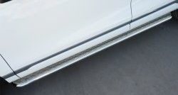 22 749 р. Широкая защита порогов Russtal  Volkswagen Touareg  NF (2014-2018) (Поверхность листа (вариант 1))  с доставкой в г. Калуга. Увеличить фотографию 1