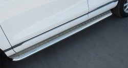 16 999 р. Широкая защита порогов Russtal  Volkswagen Touareg  NF (2014-2018) (Поверхность листа (вариант 1))  с доставкой в г. Калуга. Увеличить фотографию 1