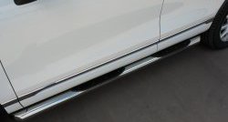 Защита порогов с пластиковыми вставками для ног из круглой трубы диаметром 76 мм Russtal Volkswagen Touareg NF рестайлинг (2014-2018)