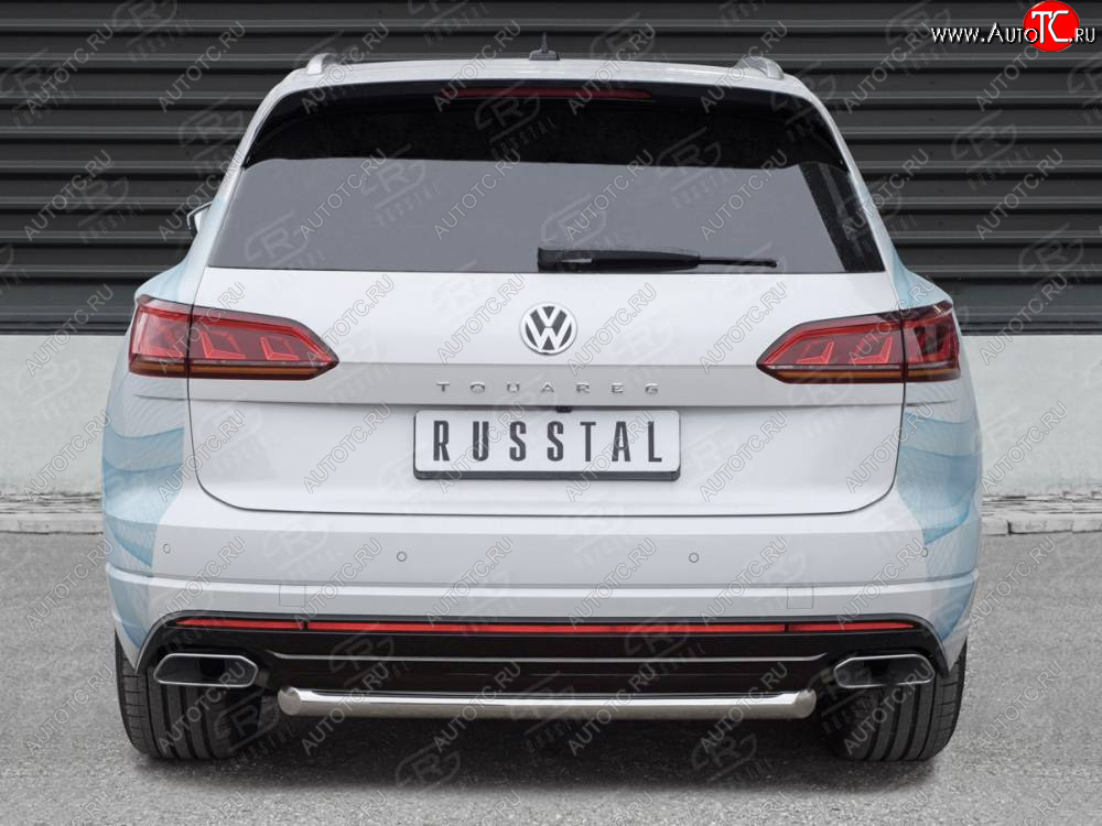 11 999 р. Защита заднего бампера (Ø63 мм, нержавейка) Russtal  Volkswagen Touareg  CR (2018-2024)  с доставкой в г. Калуга