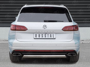 16 699 р. Защита заднего бампера (Ø75х42 мм, нержавейка) Russtal  Volkswagen Touareg  CR (2018-2024)  с доставкой в г. Калуга. Увеличить фотографию 1