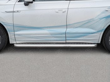 26 699 р. Пороги Russtal d63 с листом  Volkswagen Touareg  CR (2018-2024) (лист алюминий, проф. нержавейка)  с доставкой в г. Калуга. Увеличить фотографию 2