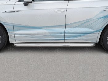 32 649 р. Пороги Russtal d63 с листом  Volkswagen Touareg  CR (2018-2024) (лист нержавейка, проф. нержавейка)  с доставкой в г. Калуга. Увеличить фотографию 2