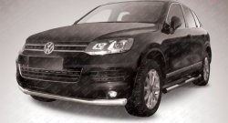 13 999 р. Одинарная защита переднего бампера диаметром 76 мм Slitkoff  Volkswagen Touareg  NF (2010-2014) (Цвет: нержавеющая полированная сталь)  с доставкой в г. Калуга. Увеличить фотографию 1