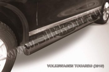 13 999 р. Защита порогов Slitkoff  Volkswagen Touareg  NF (2010-2014) (Цвет: серебристый)  с доставкой в г. Калуга. Увеличить фотографию 1