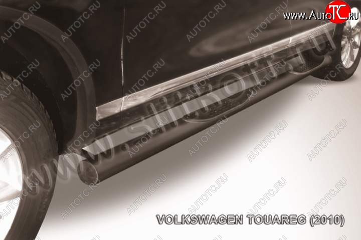 13 999 р. Защита порогов Slitkoff  Volkswagen Touareg  NF (2010-2014) (Цвет: серебристый)  с доставкой в г. Калуга