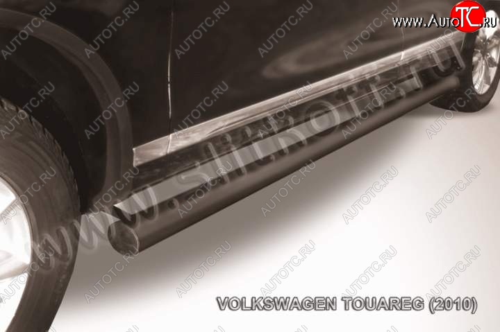 11 849 р. Защита порогов (Ø76 мм, окрашенная) Slitkoff  Volkswagen Touareg  NF (2010-2014) (Цвет: серебристый)  с доставкой в г. Калуга