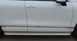 20 749 р. Широкая защита порогов Russtal  Volkswagen Touareg  NF (2010-2014)  с доставкой в г. Калуга. Увеличить фотографию 1