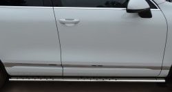 20 749 р. Защита порогов с круглыми вставками для ног из овальной трубы диаметром 75x42 мм Russtal  Volkswagen Touareg  NF (2010-2014)  с доставкой в г. Калуга. Увеличить фотографию 2