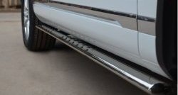 20 749 р. Защита порогов с круглыми вставками для ног из овальной трубы диаметром 75x42 мм Russtal  Volkswagen Touareg  NF (2010-2014)  с доставкой в г. Калуга. Увеличить фотографию 4