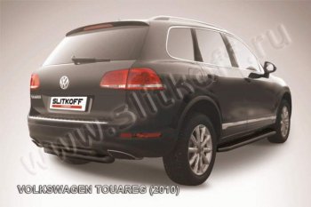 6 449 р. Защита задняя Slitkoff  Volkswagen Touareg  NF (2010-2014) (Цвет: серебристый)  с доставкой в г. Калуга. Увеличить фотографию 1