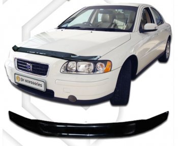 2 079 р. Дефлектор капота CA Plastic  Volvo S60  RS,RH седан (2000-2010) (Classic черный, Без надписи)  с доставкой в г. Калуга. Увеличить фотографию 1