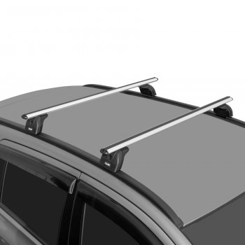 10 397 р. Багажник на крышу с низкими рейлингами сборе LUX  Volvo XC60 (2008-2017) (дуги аэро-классик 120 см, без замка, серебро)  с доставкой в г. Калуга. Увеличить фотографию 1