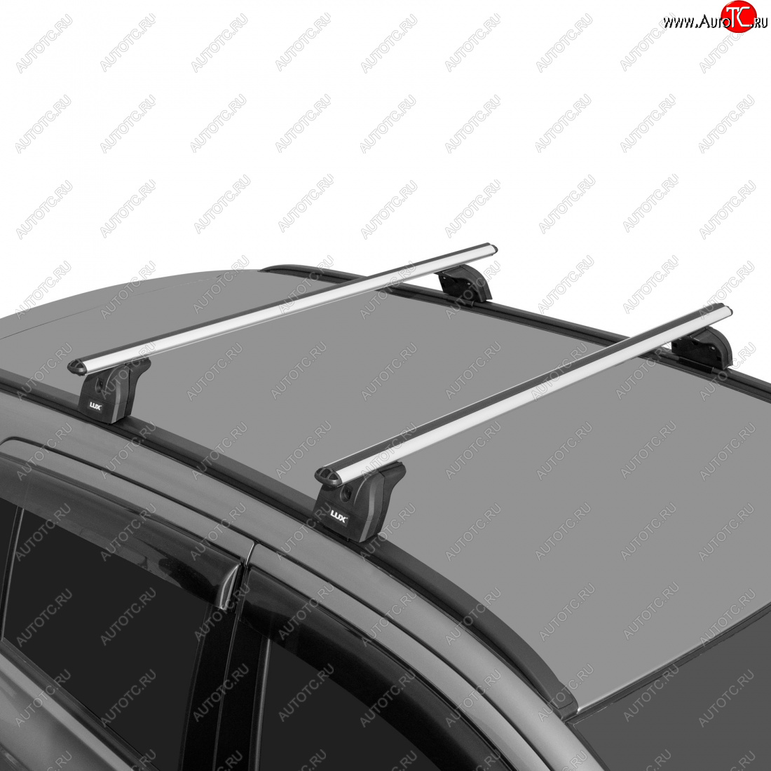 10 397 р. Багажник на крышу с низкими рейлингами сборе LUX  Volvo XC60 (2008-2017) (дуги аэро-классик 120 см, без замка, серебро)  с доставкой в г. Калуга