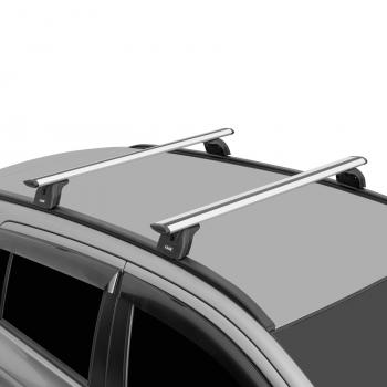 11 997 р. Багажник на крышу с низкими рейлингами сборе LUX  Volvo XC60 (2008-2017) (дуги аэро-трэвэл 120 см, без замка, серебро)  с доставкой в г. Калуга. Увеличить фотографию 1