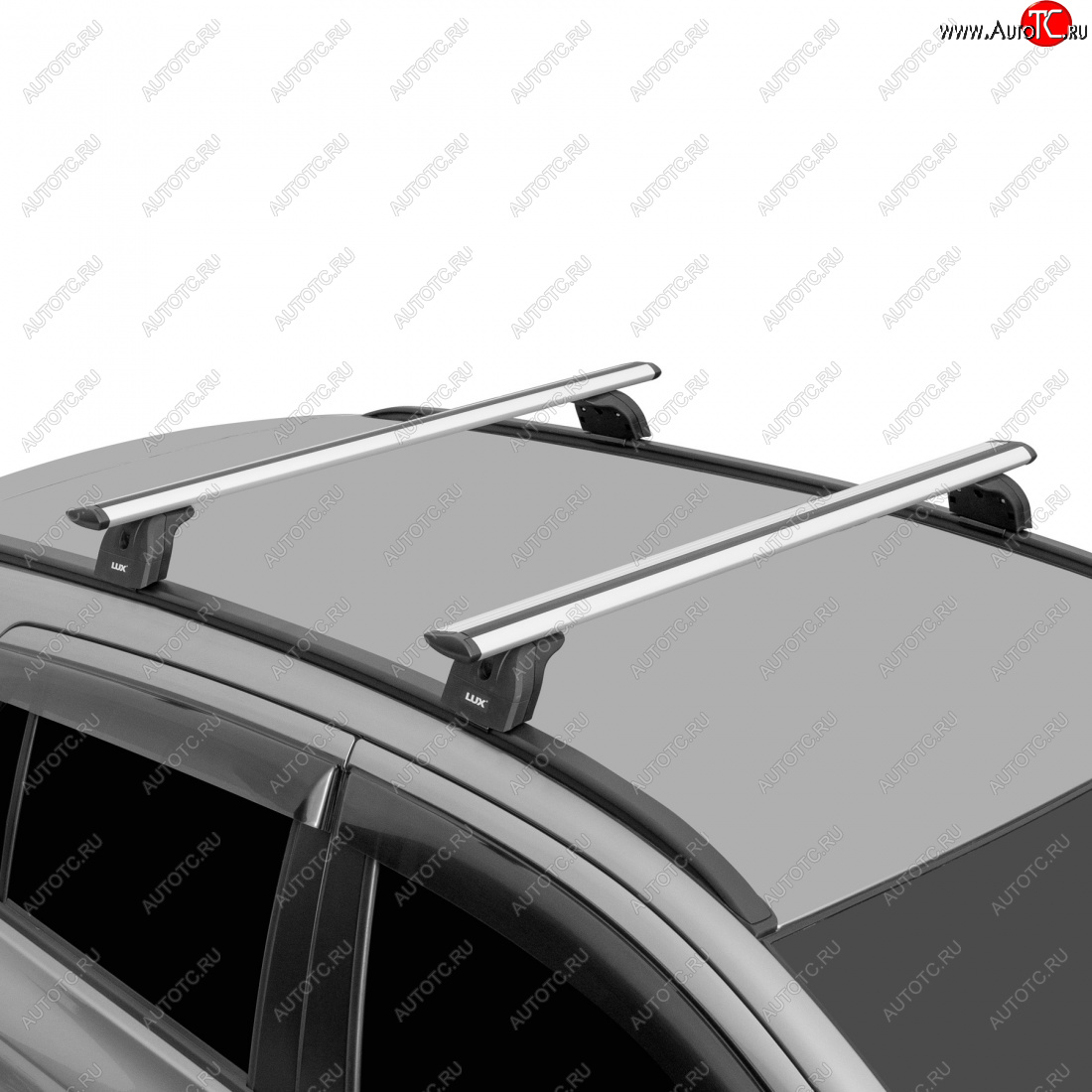 11 997 р. Багажник на крышу с низкими рейлингами сборе LUX  Volvo XC60 (2008-2017) (дуги аэро-трэвэл 120 см, без замка, серебро)  с доставкой в г. Калуга